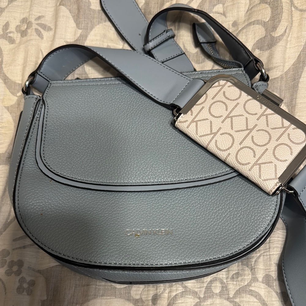 Calvin Klein Gray and Cream Crossbody Bag